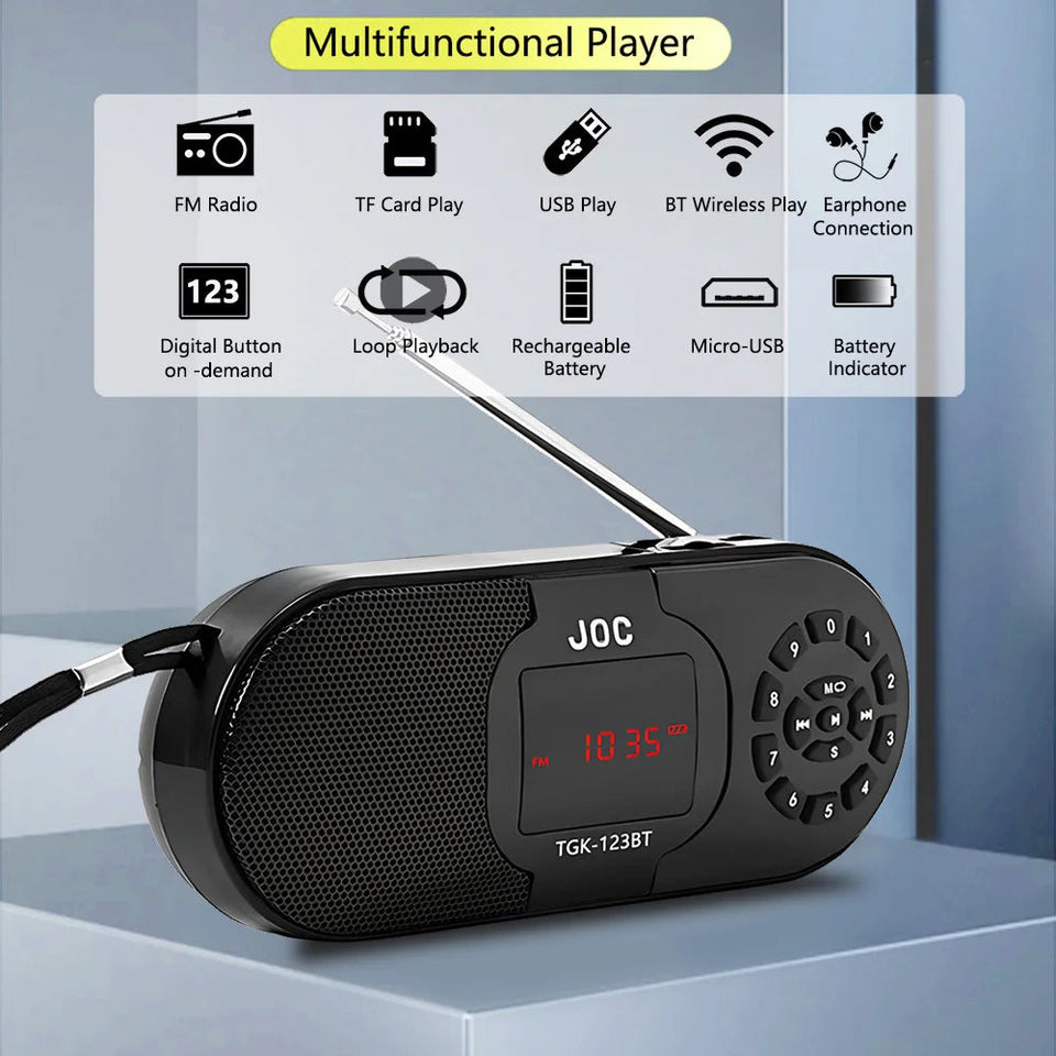 Digital Portable Radio FM Bluetooth Speaker With MP3 Player Support TF Card USB Speaker Rechargable Battery Radio FM Receiver Aimak Store