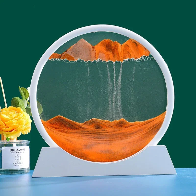 3D Moving Sand Art Nordic Creative Oranment Liquid Hourglass Flowing Sand Sandscape Round Quicksand Painting Home Decor Gifts Aimak Store