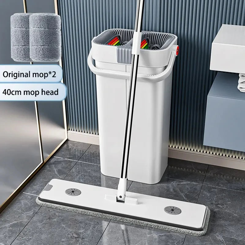 Joybos 40cm Big Mop Washing With Bucket and Squeeze Floor Cleaning Hand Free Flat Floor Mop Microfiber Household Cleaner Tools Aimak Store