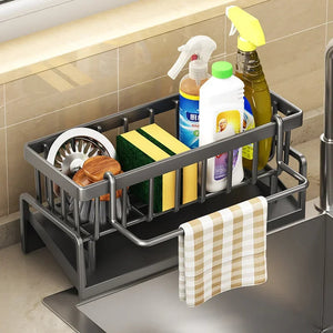 Kitchen Sink Drain Rack Organizer ABS Plastic Self-draining Sink Shelf Soap Sponge Holder Dishcloth Towel Rack filter basket Aimak Store