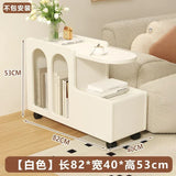 Movable Side Table with Storage Rack Cream Style End Table for Sofa Coffee Table Bedroom and Living Room Aimak Store
