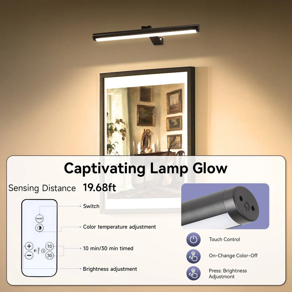 USB Rechargeable LED Wall Light Dimmable Mural Lamp Modern Wireless Aluminum Led Spotlights for Paintings Pictures Wall Lighting Aimak Store