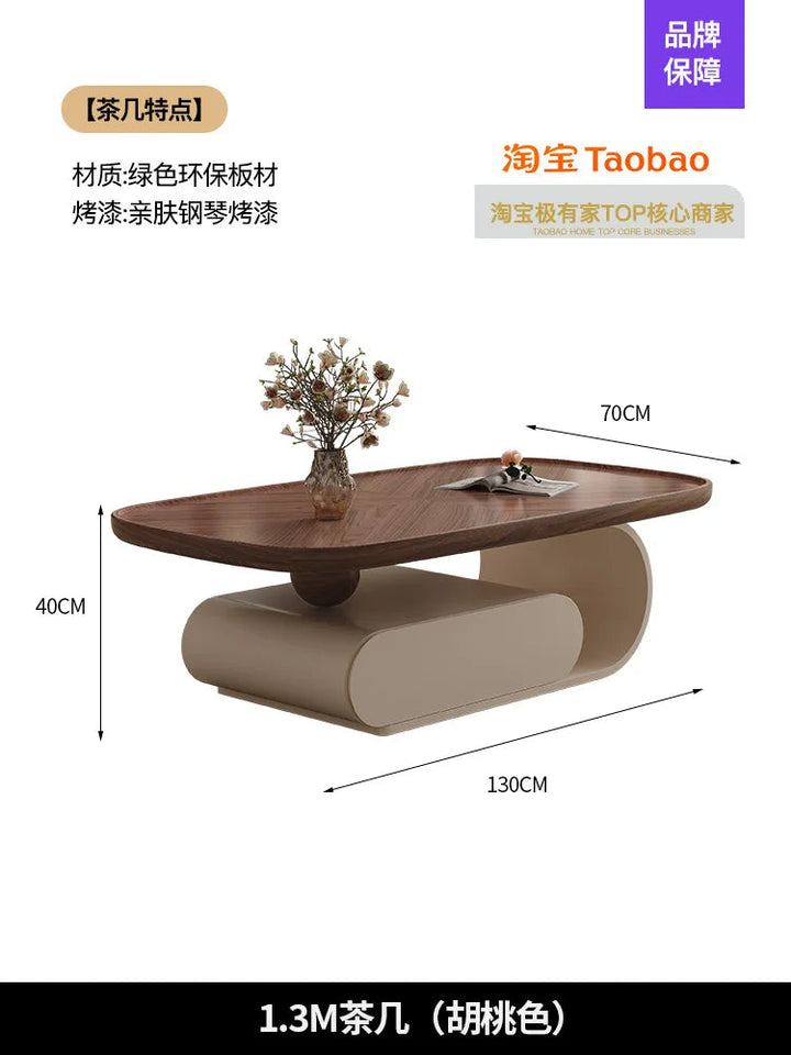 Medieval walnut coffee table living room home modern simple small apartment oval black and white designer coffee table Aimak Store