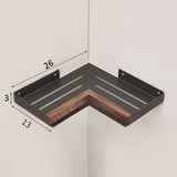 Bathroom Shelf Corner Space Aluminum Wood Bathroom Triangle Basket Shower Room Storage Rack Wall Mounted Aimak Store