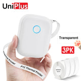 Potable Mini Printer P12 Adhesive Label Printer No Ink Printing Bluetooth Pocket Labeller with Cutter or 3PK Continue Label Roll Aimak Store