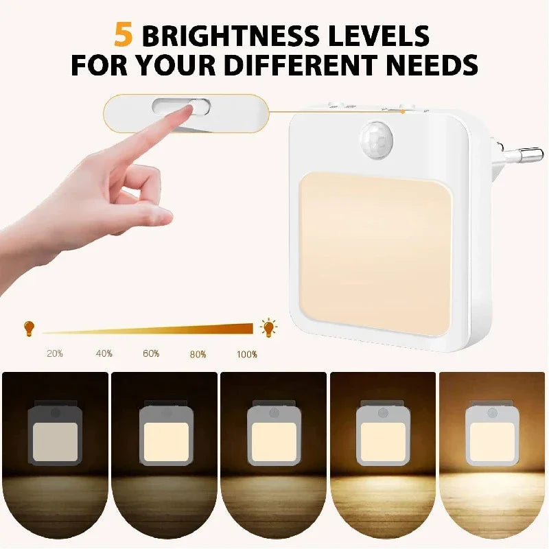 Night Light Motion Sensor With LED Light EU Plug Lamps Children'S Night Light Wireless Night Lamp For Bedside Table Bedroom Aimak Store