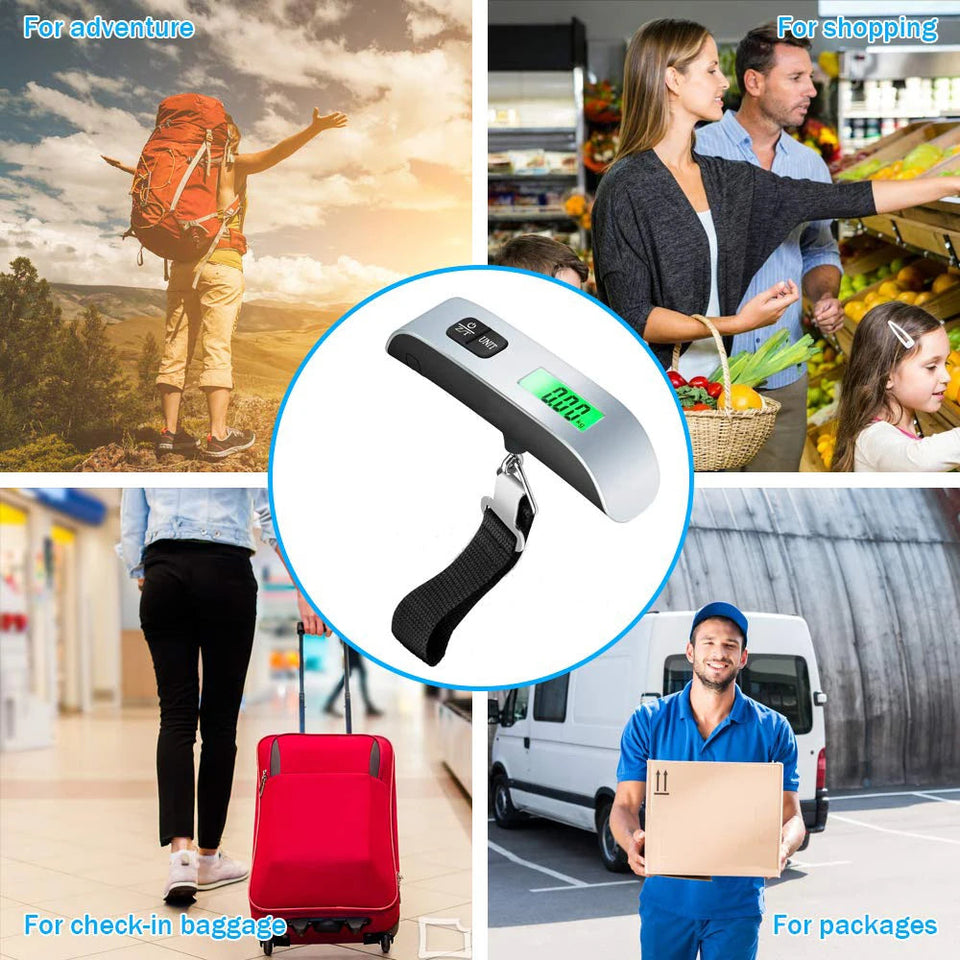 110lb/50kg Portable Electronic Hand Luggage Scale LCD Digital Display Balance Scale Suitcase Travel Weighs Baggage Weight Tool Aimak Store
