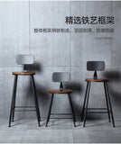 American Style Iron Bar Chair Coffee Shop Milk Tea Shop High Chairs Retro Backrest Seat Solid Wood Sitting Face Counter Stool Aimak Store