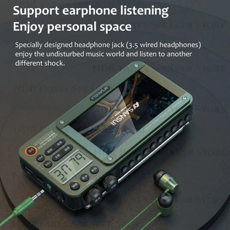 F50 Portable 4.3 inch LCD Screen Radio Multi-band HF AM Built-in Rechargeable Battery FM Bluetooth Radios Speakers Aimak Store