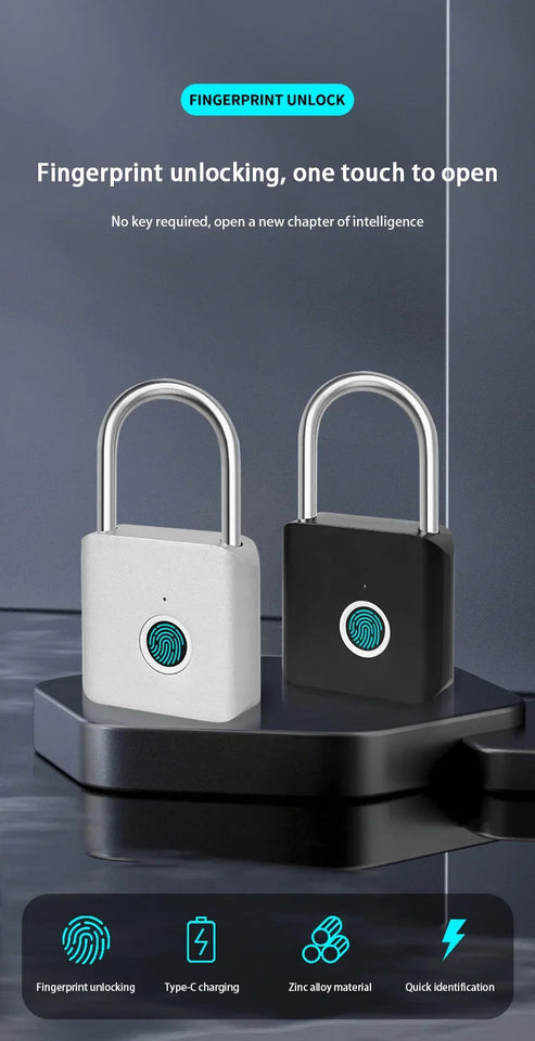 Xiaomi Smart Fingerprint Padlock IP54 Waterproof and Rust-proof Padlock Smart Electronic Anti-theft Password Lock Cabinet Drawer Aimak Store