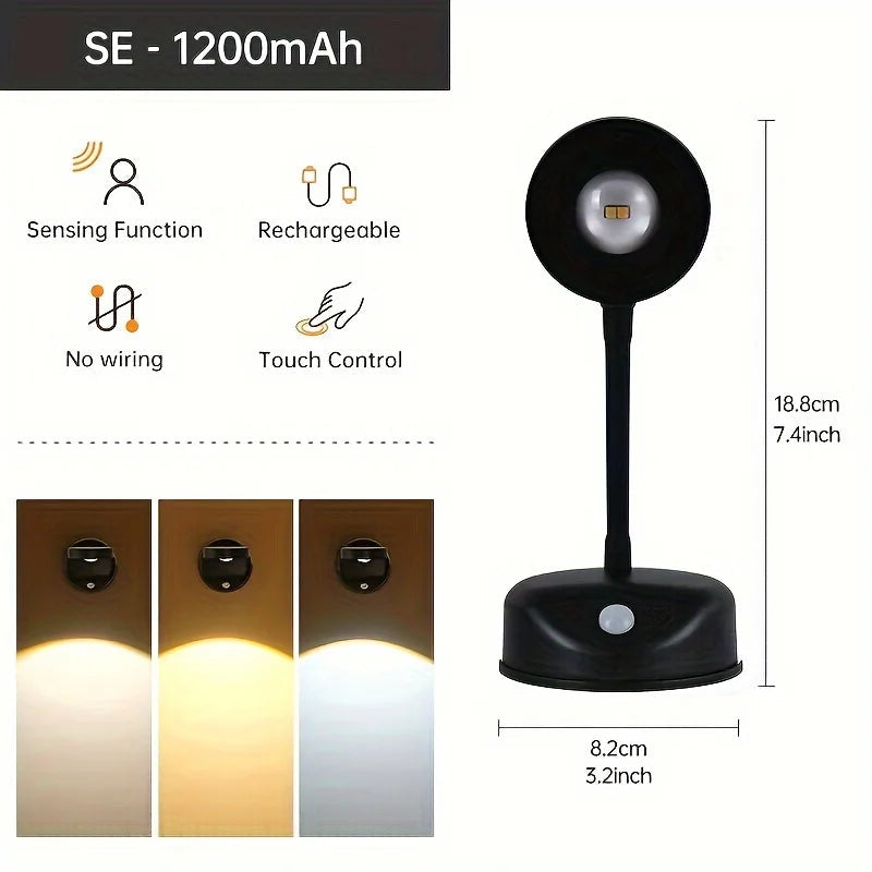 Wall Lamp Rechargeable Intelligent Human Sensing Wireless Night Light Dimmable LED Spotlights for Decoration Painting Lighting Aimak Store