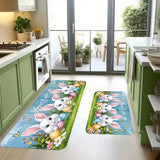 Easter Bunny Eggs Butterfly Kitchen Mat Home Decor Washable Corridor Balcony Rugs Bathroom Non-slip Floor Mat Entrance Doormat Aimak Store