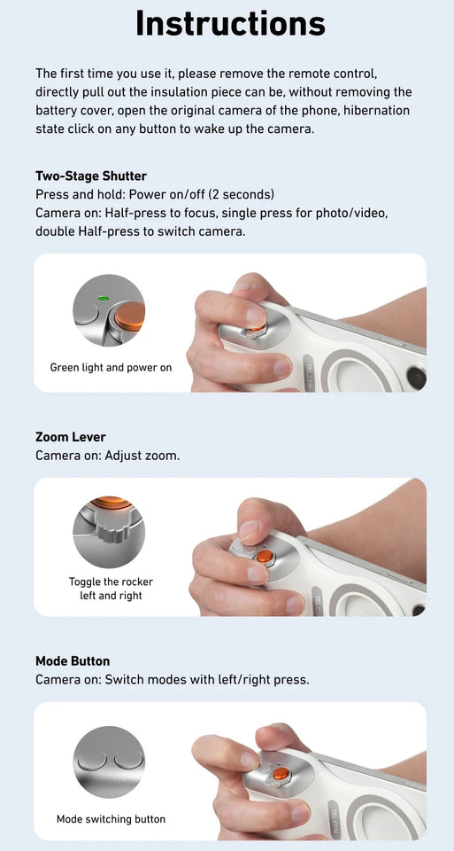 TELESIN Magnetic Phone Camera Shoot Hand Grip Phone Holder Shooting Aid Remote Control Handle for Iphone HUAWEI SAMSUNG Phone Aimak Store