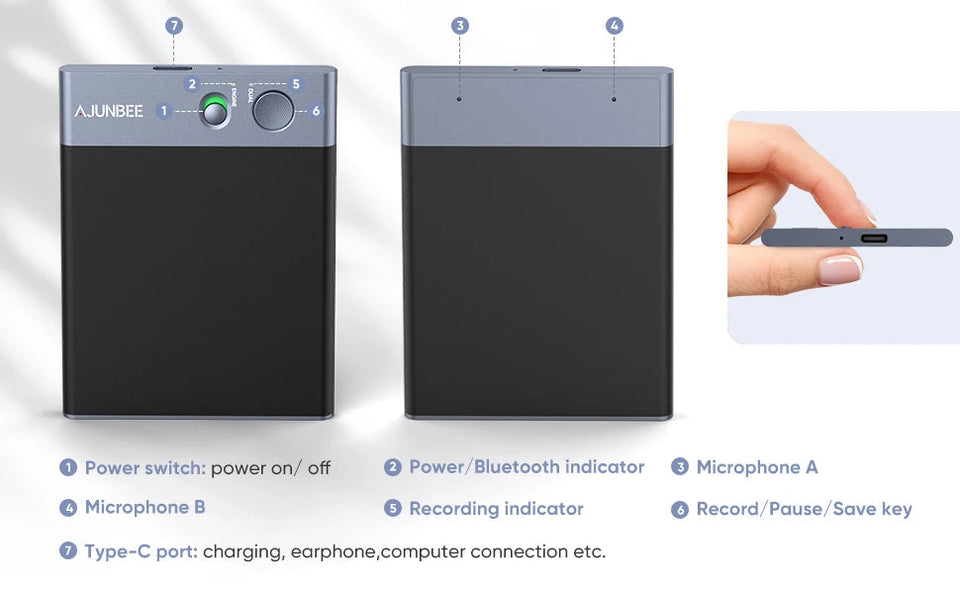 AI powered Voice Recorder  Summarize Instant Translation by ChatGPT  68 Languages,64GB Audio Recorder Magnetic for mobile phone Aimak Store