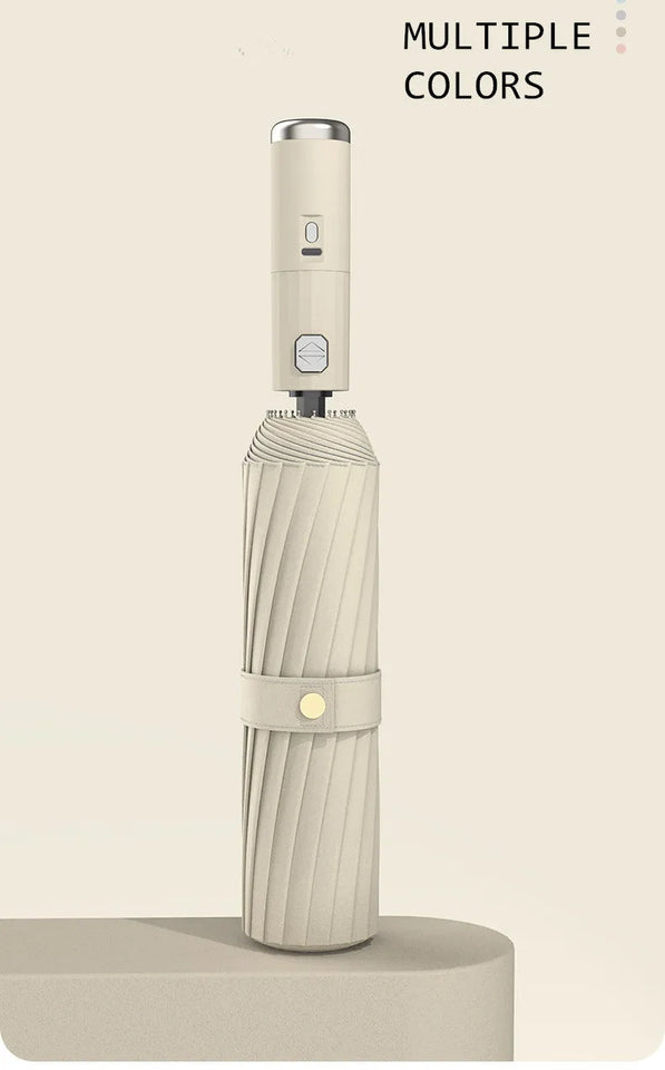 Folding Umbrella with Fan USB Charge Cool Ultra-light Parasol Black Coating Sun-resistant Umbrellas with Gift Box Aimak Store