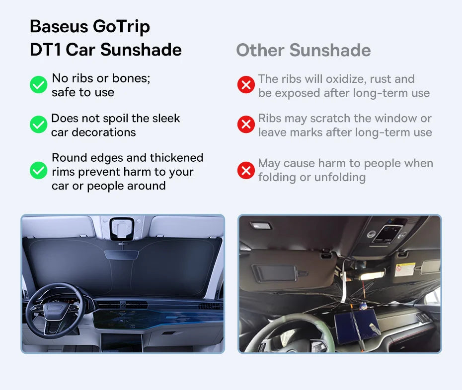Baseus DT1 Car Sunshade Windshield Cover Folding Car Front Window UV Sun Protection for Summer Sun Shade Curtain Protector Aimak Store