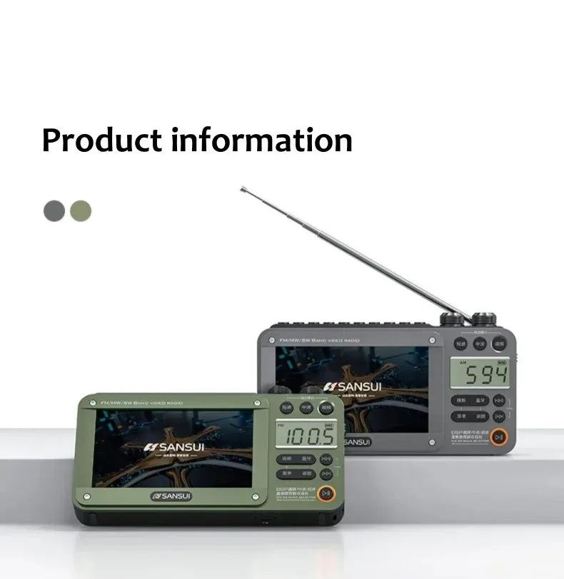 F50 Portable 4.3 inch LCD Screen Radio Multi-band HF AM Built-in Rechargeable Battery FM Bluetooth Radios Speakers Aimak Store