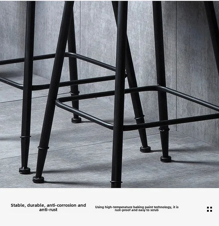 American Style Iron Bar Chair Coffee Shop Milk Tea Shop High Chairs Retro Backrest Seat Solid Wood Sitting Face Counter Stool Aimak Store