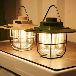 LED Camping Lamp Retro Hanging Tent Lamp Waterproof Dimmable Camping Lights USB Recharge Emergency Light Lantern for Outdoor Aimak Store