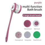 Multifunction Detachable Electric Bath Brush 5in1 Facial Cleansing Skin Grinding Back Rubbing Long Handle Massage Shower Brush Aimak Store