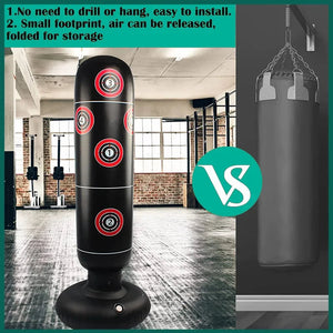 Fitness Boxing Inflatable Sandbag PVC160cm Adult/child Tumbler Fighting Column Sandbag Boxing Muay Thai Training Punching Bag Aimak Store