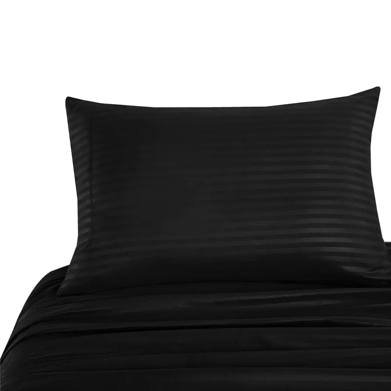 Embossed Brushed Stripe 3/4 Pieces Bed Set Flat Sheet Fitted Sheet Pillowcase Bedding Set for Twin Full Queen King Pillow Sham Aimak Store