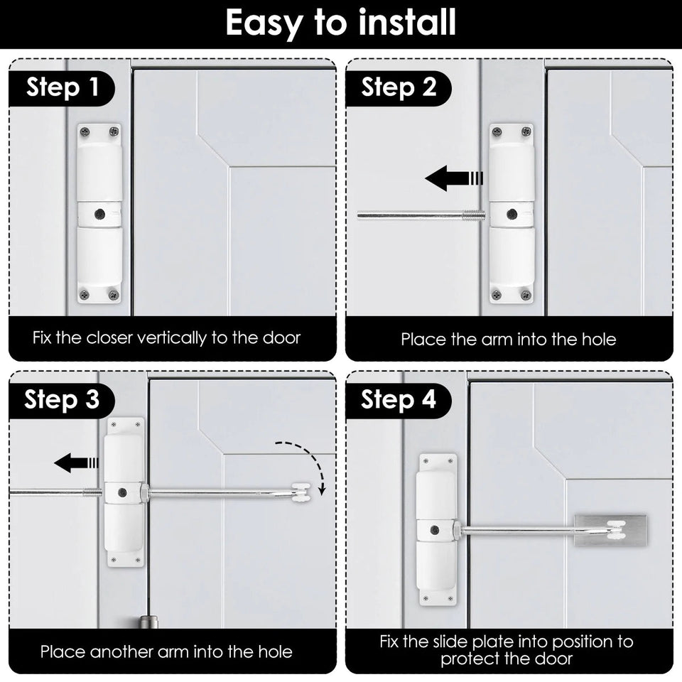 Automatic Door Closer Metal Adjustable Heavy Duty Safety Spring Silenciar Durable Convert Hinged Door Interior Exterior Aimak Store