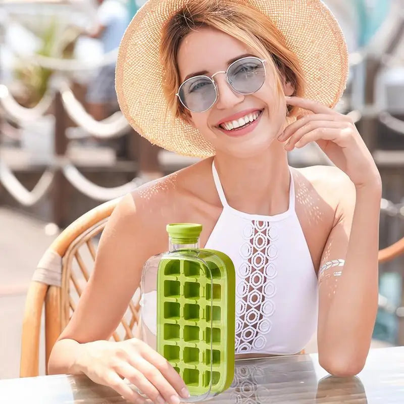 Portable  Silicone Freezer Ice Trays zero-contact pressure ice cube mold Whiskey Ice Cream Silicone Water Bottle Ice Cube Maker Aimak Store