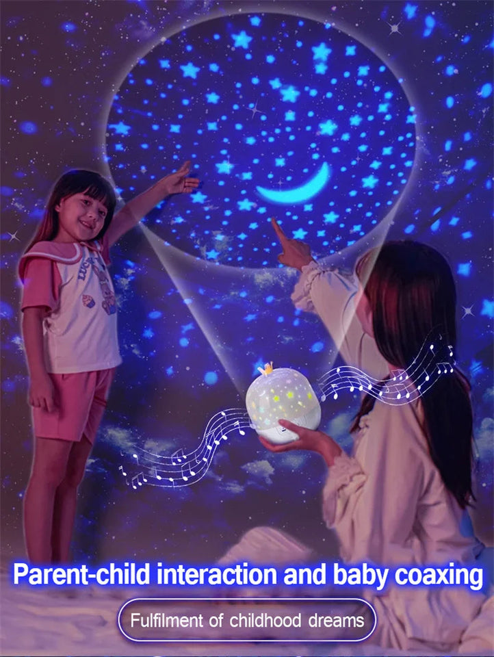 Crown Star Light Projection Rotating Star Bedroom Ceiling Atmosphere Night Lamp Stars Childrens Birthday Gift with Films Sheet Aimak Store