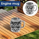 Creative Water Mug Stainless Steel Coffee Cup Reusable Cocktail Mug Creative Water Cup V6 V8 Engines Design Mug for Home Office Aimak Store