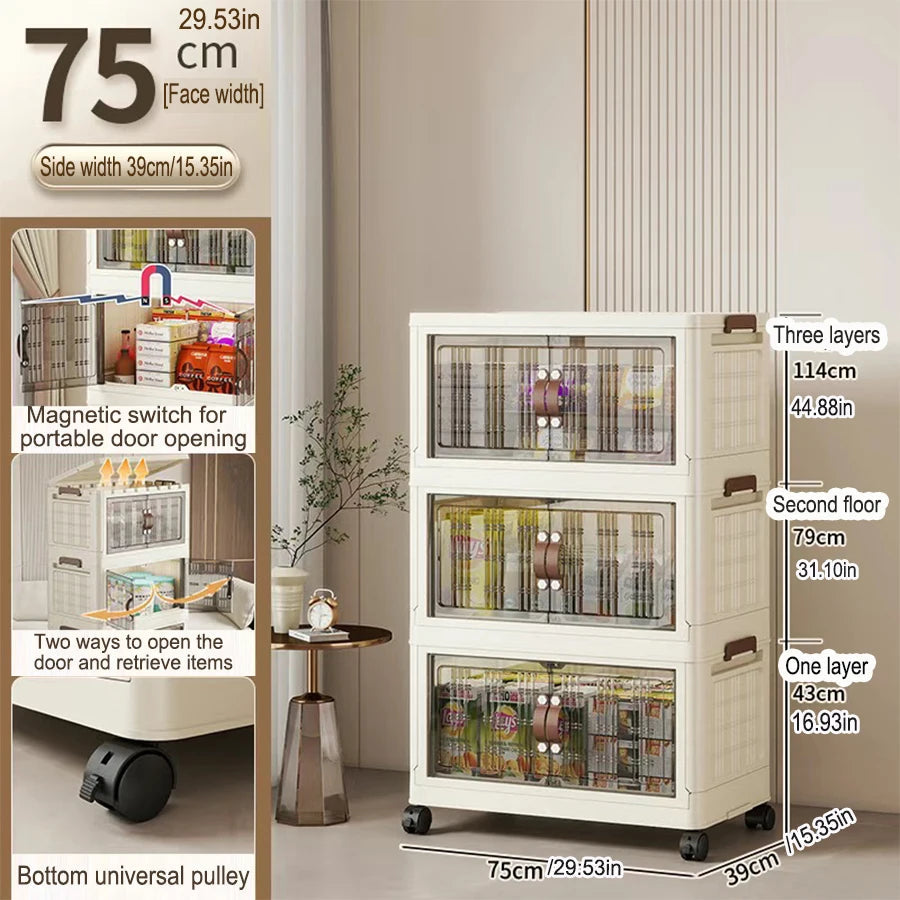 Large Capacity Multifunction Folding Storage Cabinet Dustproof Wardrobe Closet Organizer Easy-to-Install Storage Boxes Aimak Store
