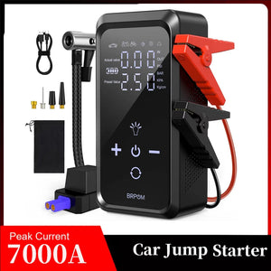 7000A Car Jump Starter 26800mAh Power Bank 150PSI Pump Air Compressor Emergency Battery Booster Power Bank Start Aimak Store