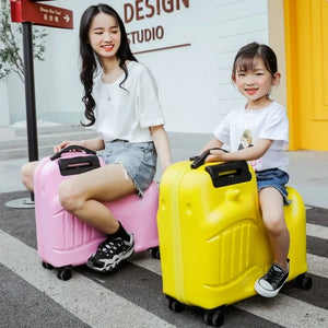 Kids Cartoon Trolley Case Travel Suitcases Can Sit and Ride Horse Rolling Luggage Gifts Children's Riding Suitcase on Wheels Aimak Store