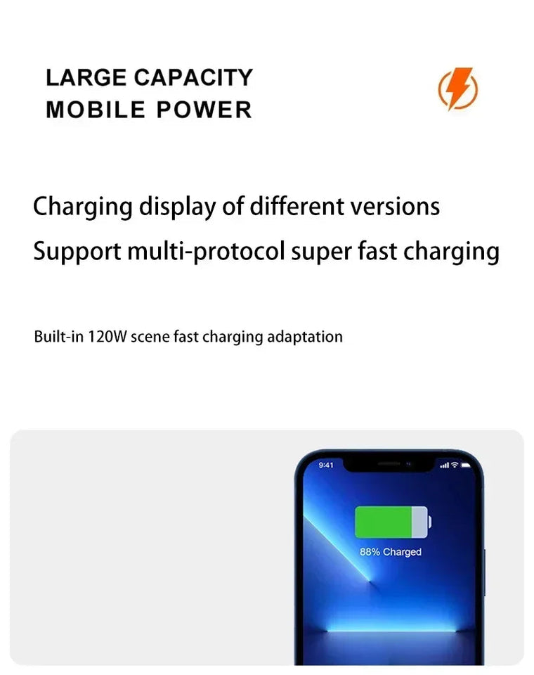 120W 200000mAh Super Fast Power Bank Charging High Capacity Portable Digital Display LED Power Bank For iPhone Samsung Xiaomi Aimak Store
