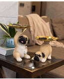 Creative Pug Statue Storage Tray Cute Dog Key Candy Snack Storage Plate Animal Sculpture Ornaments Office Tabletop Decor муравьи Aimak Store