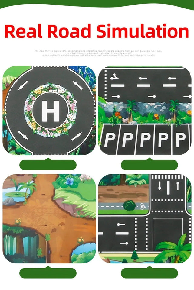 Children Playmat Activity Surface Waterproof Map Kids Animal Road Toy Baby Dinosaur Road Portable Carpet Farm Road Non-Toxic Mat Aimak Store