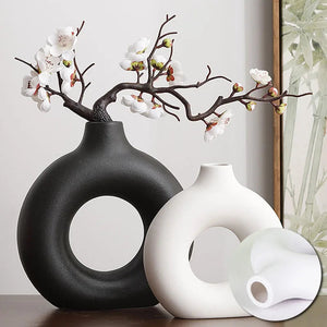 Flat Minimalist Simple Vase Donut Shape Single Flower Pot Home Wedding Decoratio Hollow Ornaments Circle Flower Arrangement Vase Aimak Store