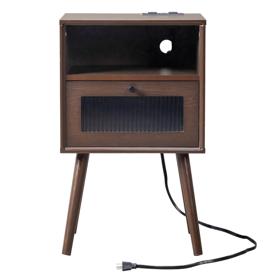 Wood Nightstand End Side Table with 1 Drawer for Living Room, Bedroom Aimak Store