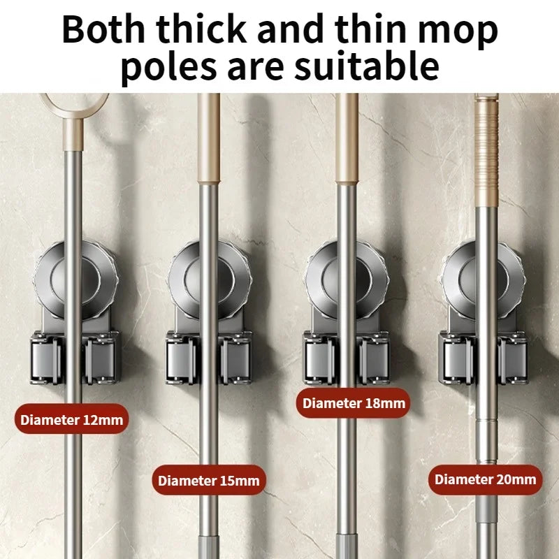 No Need To Drill Suction Cup Wall-mounted Suction Cup Mop Clip, Bathroom Mop Storage Rack, Bathroom Household Strong Mop Hook Aimak Store