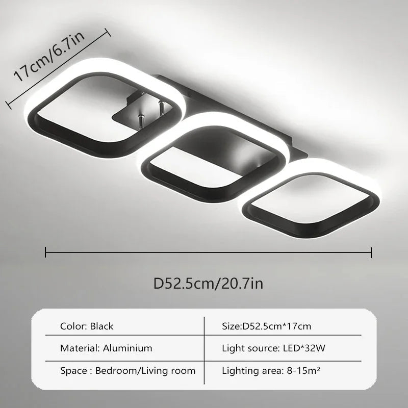 Square LED Ceiling Light Modern Black For Hallway Bedroom Checkroom Living Room Office Restaurant Staircase Lighting Fixtures Aimak Store