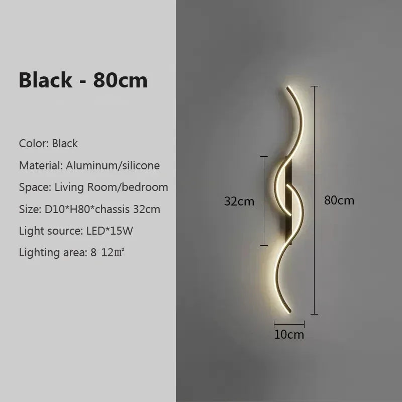LED Wall Lamp Smart Remote Control Bedroom Bedside Living Room Staircases 60/80/100/120CM Led Home Lighting Wall Sconces Lustre Aimak Store