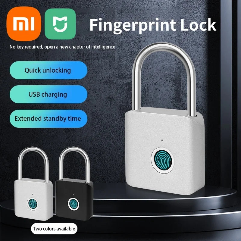 Xiaomi Smart Fingerprint Padlock IP54 Waterproof and Rust-proof Padlock Smart Electronic Anti-theft Password Lock Cabinet Drawer Aimak Store