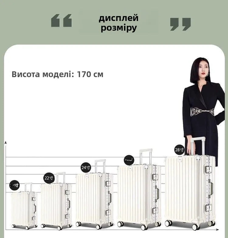 Aluminum Frame Travel Suitcase Faionable Multi-Functional Lage with Cup Holder Universal Wheel Carry-On for Men And Women Aimak Store