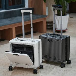 New Front Opening Lid Suitcase Multifunctional Mini Luggage Aluminium Frame 18/20 Boarding Box Trolley Case Cabin Bag Aimak Store