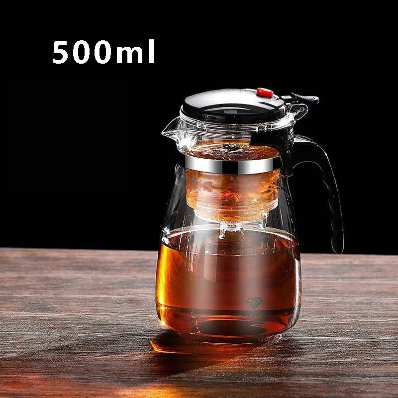 Heat Resistant Glass Teapot Flower Tea Kettle with Strainer Infuser Kung Fu Teaware Puer Oolong Pot with Handle for Home Use Aimak Store