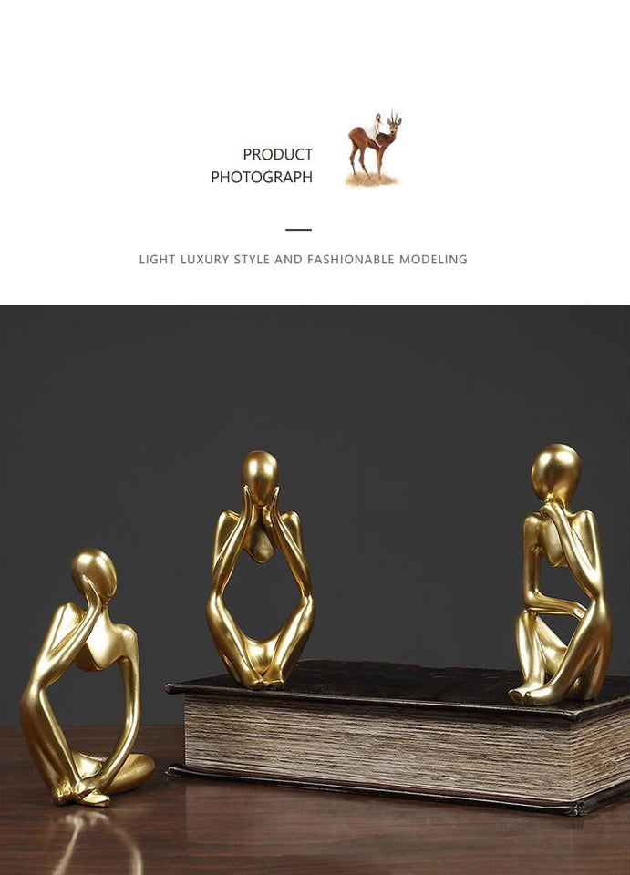 3pcs/set Abstract Thinker Statue Resin Sculpture Micro Thinker Figure European Office Home Decoration Accessories Aimak Store