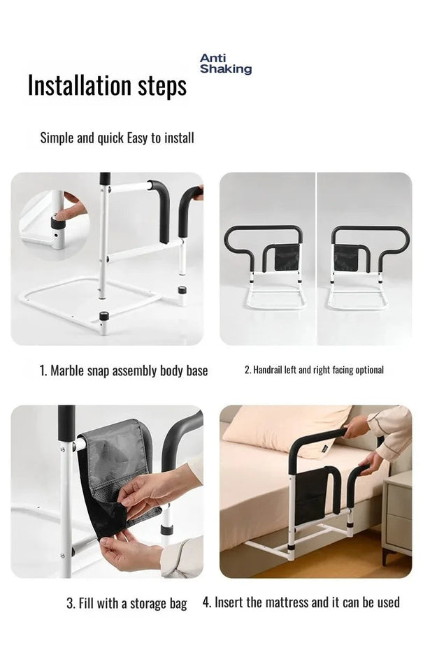 Bedside Guardrail for Elderly/Pregnant Women, Stainless Steel Bed Side Rail Protection Device, Adult Bed Handrail for Most Bed Aimak Store