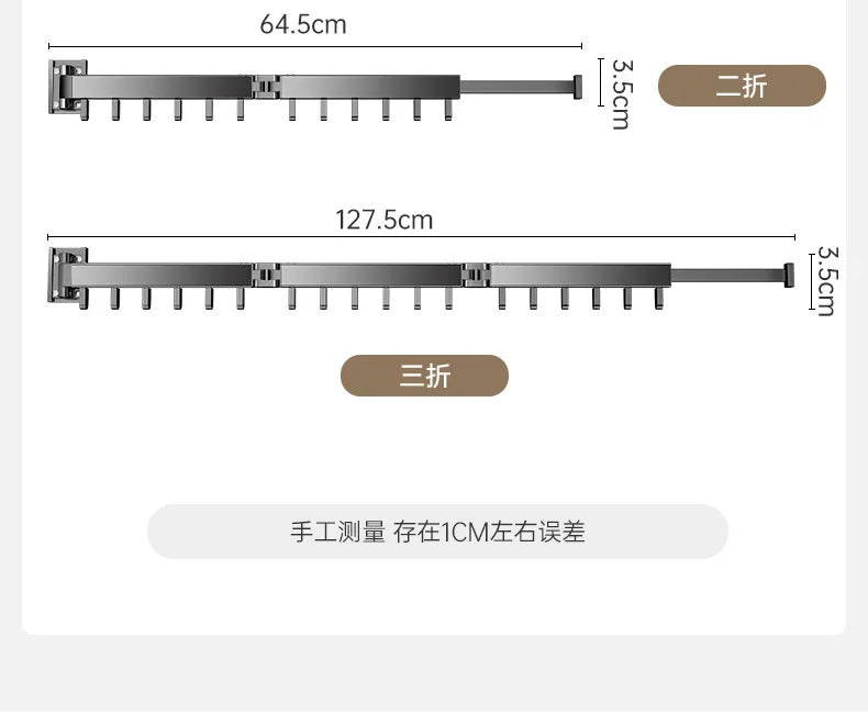 Foldable No Drill Wall Mounted Clothes Drying Rack, Indoor Outdoor Retractable Hanger, Space-Saving Design for Balcony Aimak Store