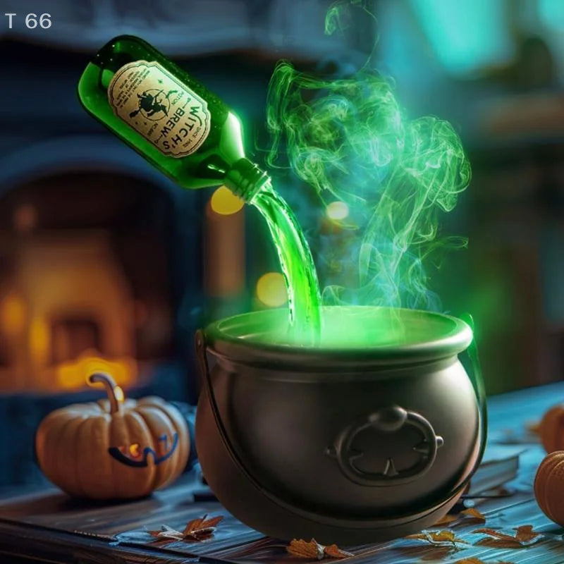 Party Horror Props Witch's Cauldron With Magical Bottles & Fog Maker, Floating Potion DIY, Halloween Decorations Indoor Aimak Store