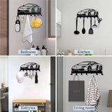 Metal Key Holder for Wall, Car Metal Key Organizer Wall Decorative with 7 Hooks, Black Wall Mount Key Holder for Entryway Front Aimak Store